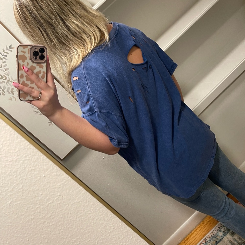 Free people distressed tee